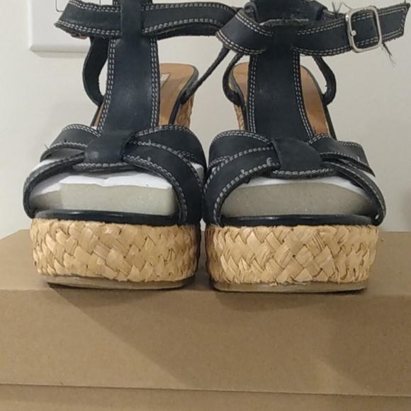 Steve Madden Navy Blue Ankle Strap Platform Wedge - Picture 8 of 15